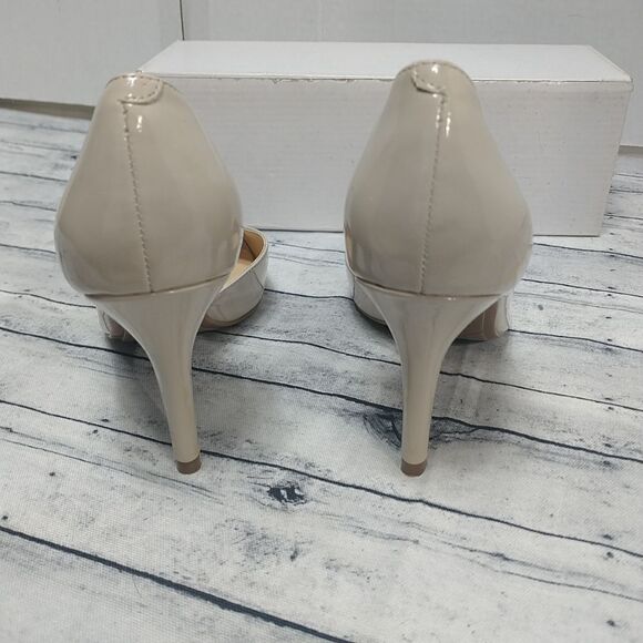 Marc Fisher D'Orsay Woman's SZ 7M Heels Nude Patent Leather Peep Toe Joey . - Picture 6 of 10